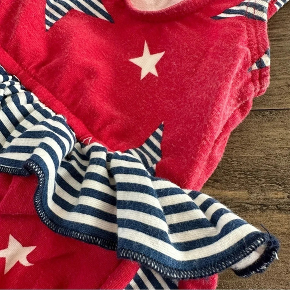 Vintage 1998 Gymboree Baby Girls XS Red Stars Stripes Knit Swimsuit Ruffle Blue - Picture 5 of 5